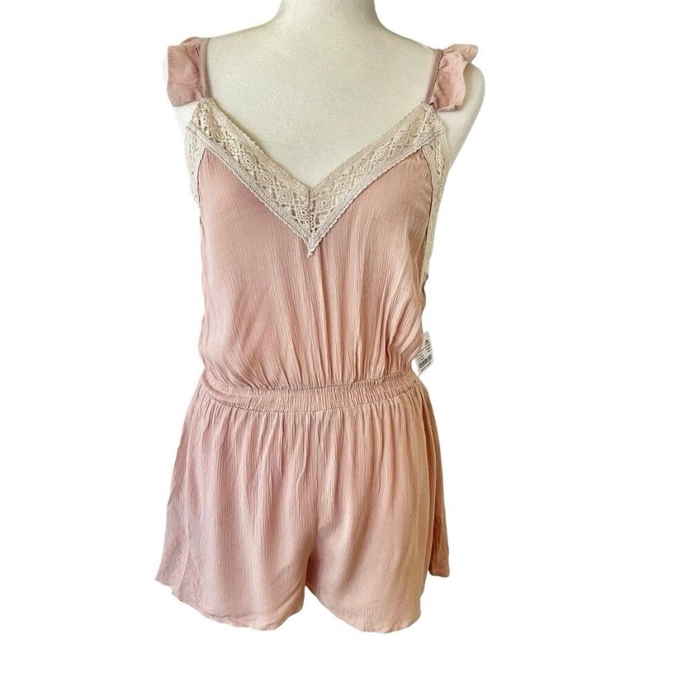 Kendall & Kylie New Blush Pink Lace Accent Romper Size Medium